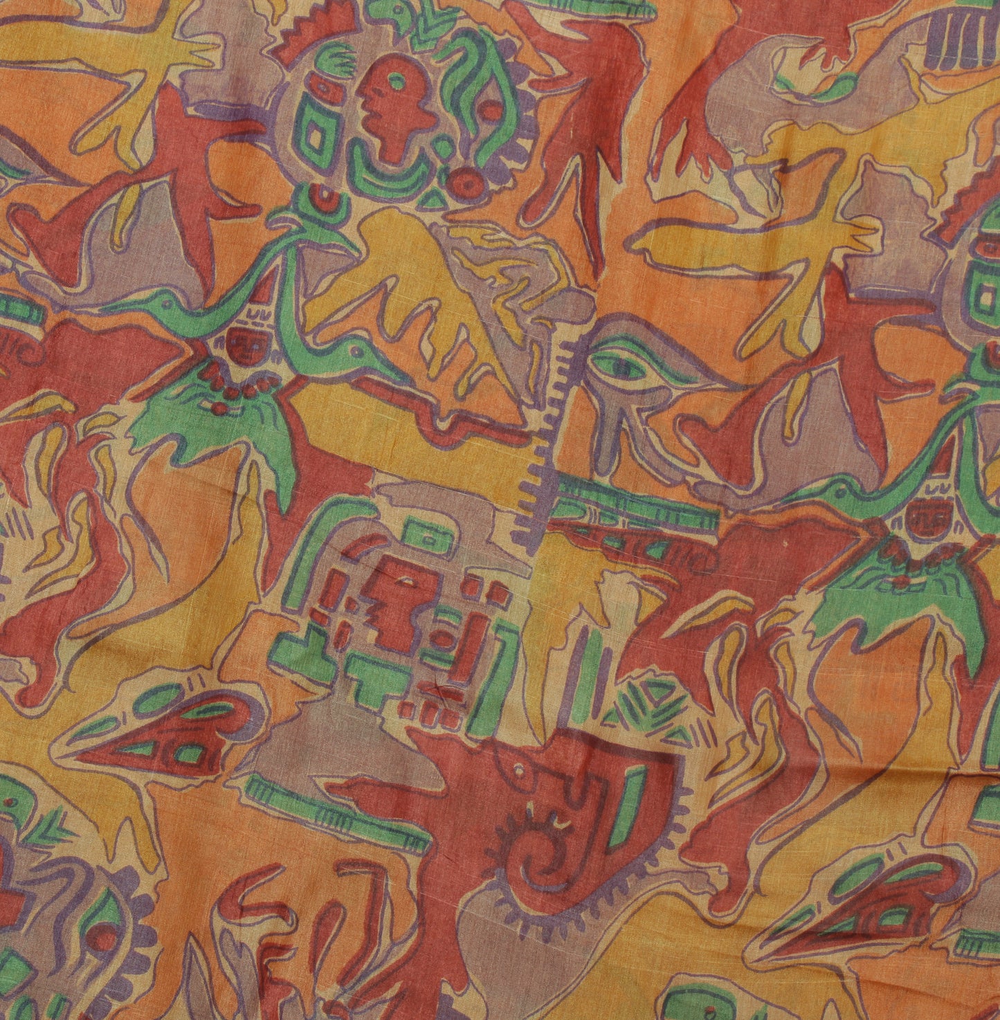 Sushila Vintage Light Brown Saree 100% Pure Silk Printed Soft 5 YD Craft Fabric