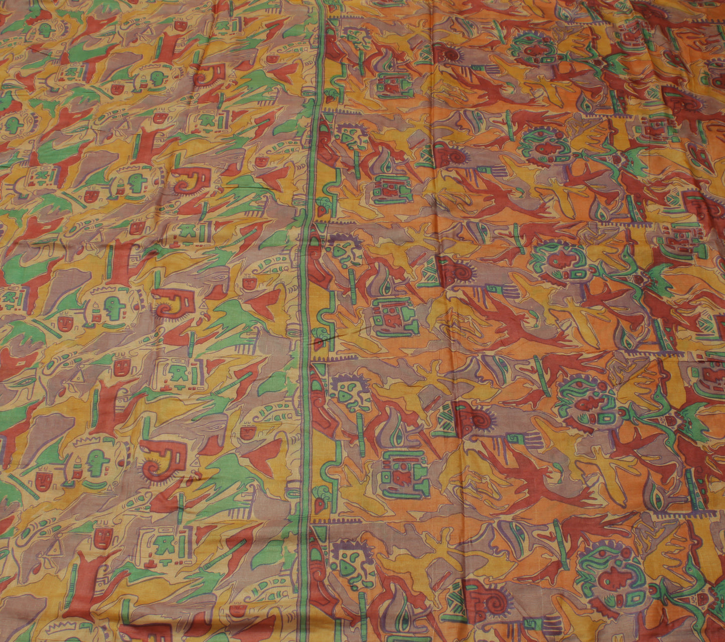 Sushila Vintage Light Brown Saree 100% Pure Silk Printed Soft 5 YD Craft Fabric