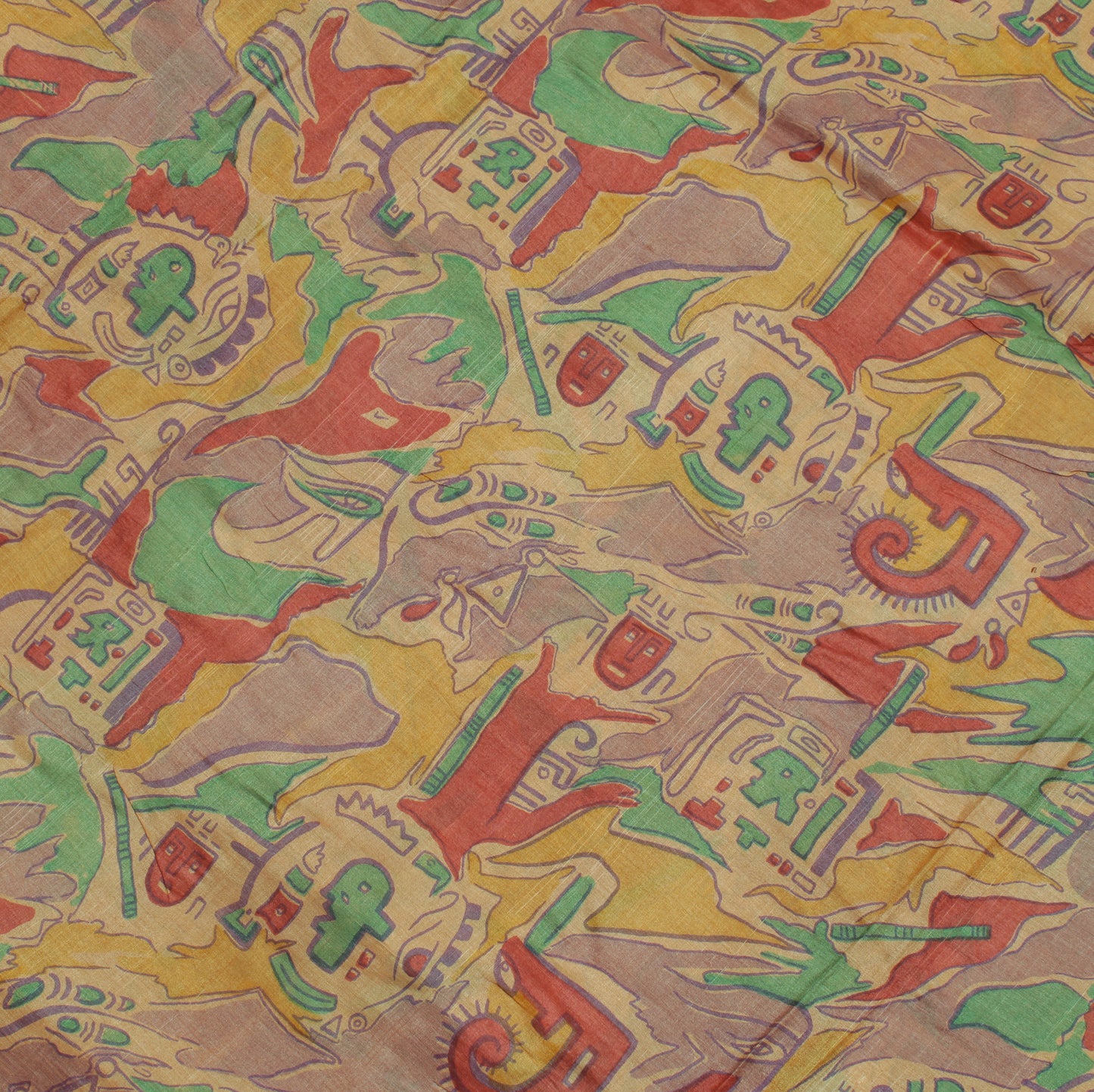 Sushila Vintage Light Brown Saree 100% Pure Silk Printed Soft 5 YD Craft Fabric