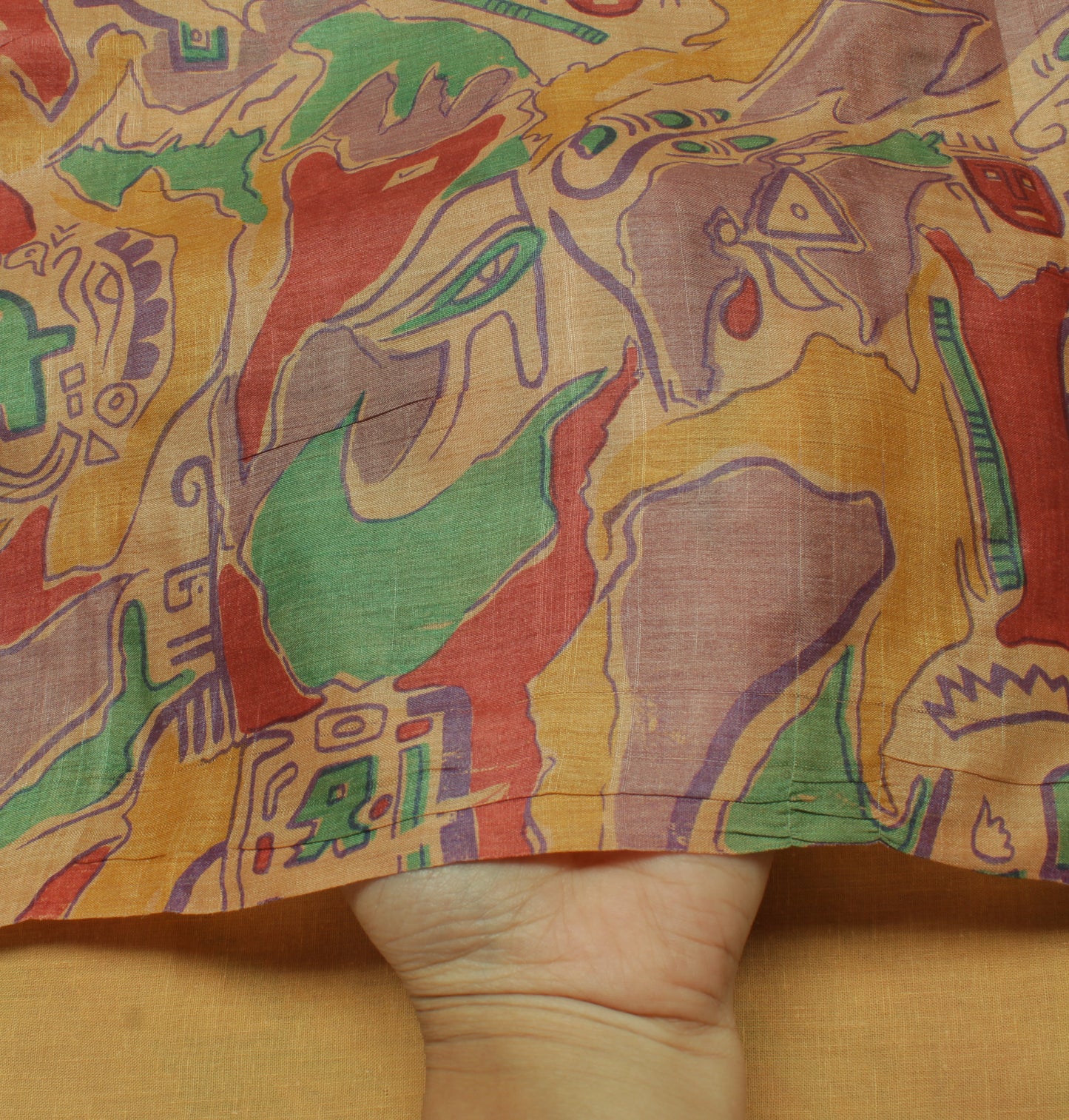 Sushila Vintage Light Brown Saree 100% Pure Silk Printed Soft 5 YD Craft Fabric