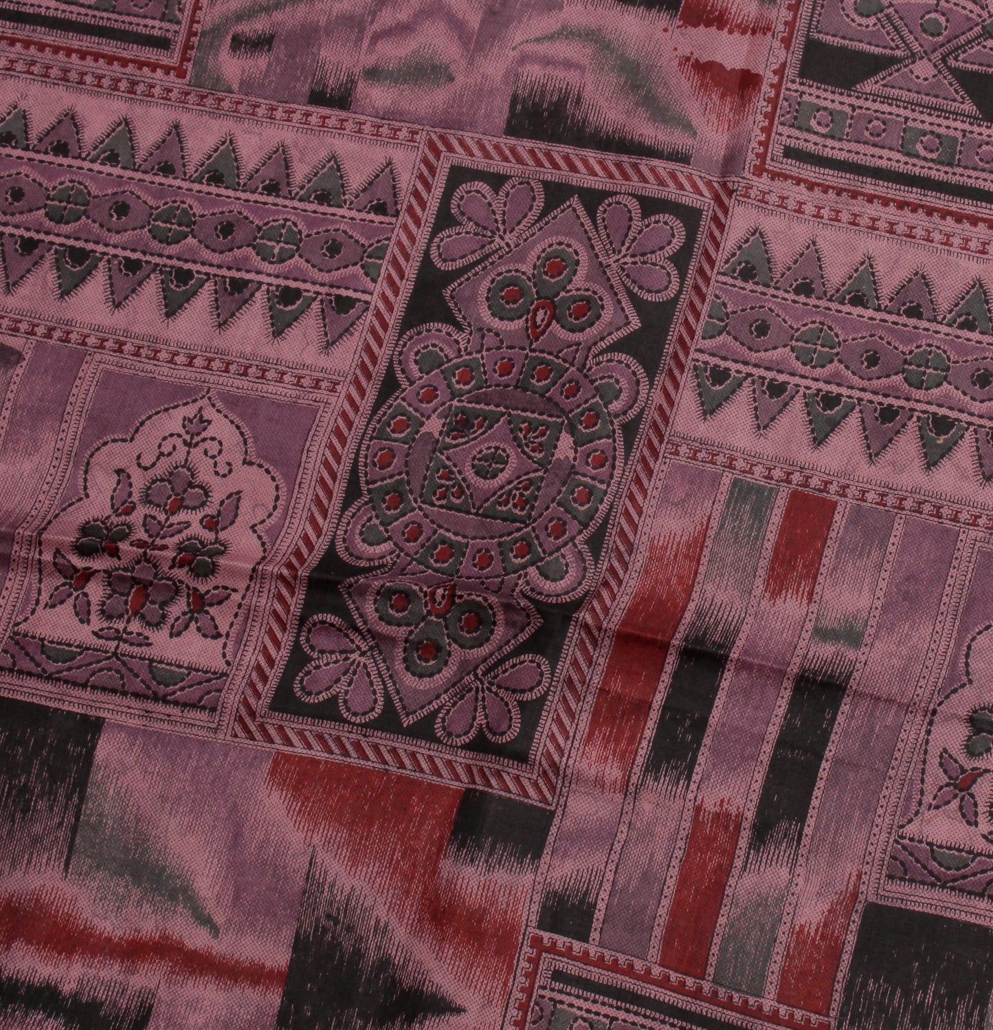 Sushila Vintage Mauve Saree 100% Pure Silk Printed Soft Craft 5 Yard Sari Fabric