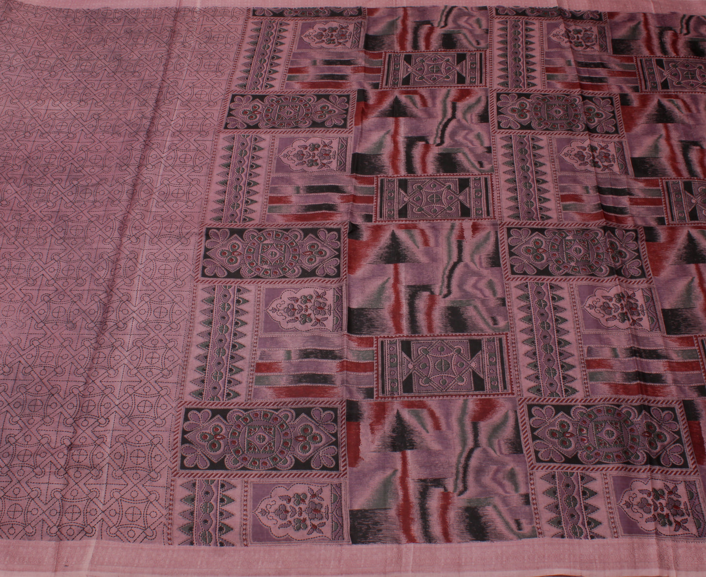 Sushila Vintage Mauve Saree 100% Pure Silk Printed Soft Craft 5 Yard Sari Fabric