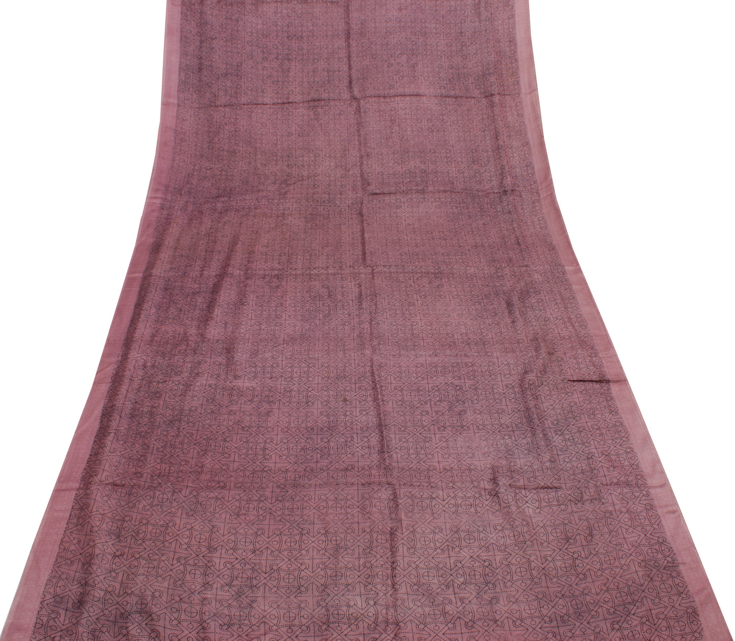 Sushila Vintage Mauve Saree 100% Pure Silk Printed Soft Craft 5 Yard Sari Fabric
