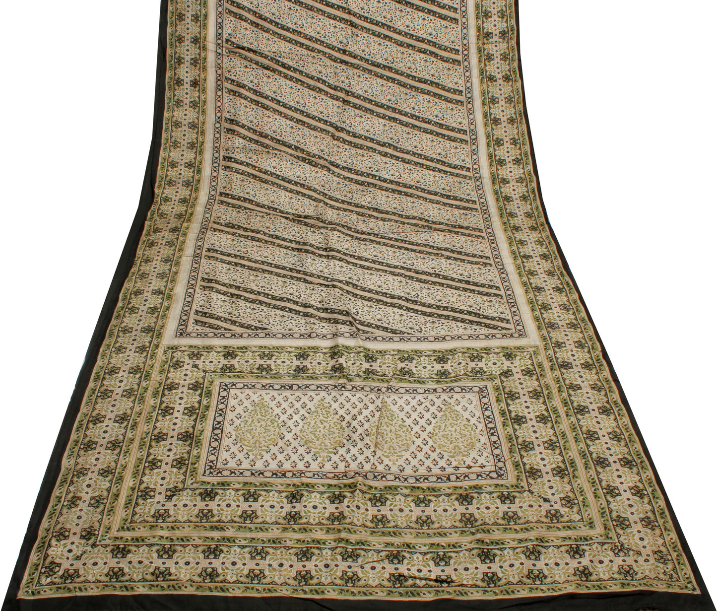 Sushila Vintage Indian Saree 100% Pure Silk Printed Floral Soft Craft Fabric