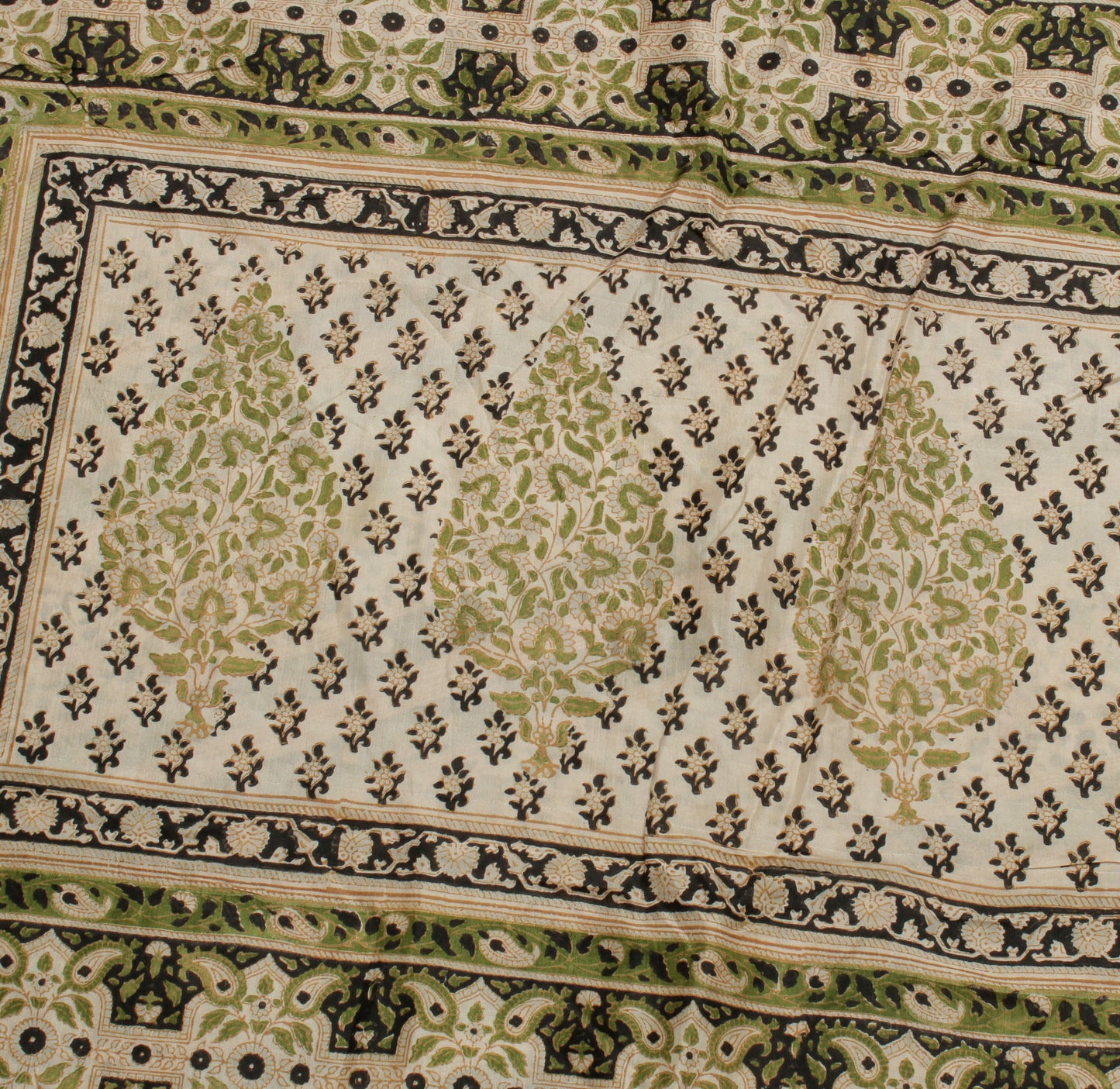 Sushila Vintage Indian Saree 100% Pure Silk Printed Floral Soft Craft Fabric