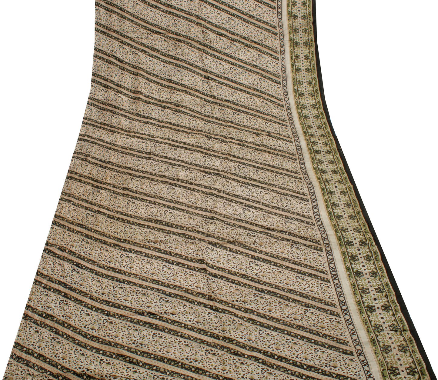 Sushila Vintage Indian Saree 100% Pure Silk Printed Floral Soft Craft Fabric