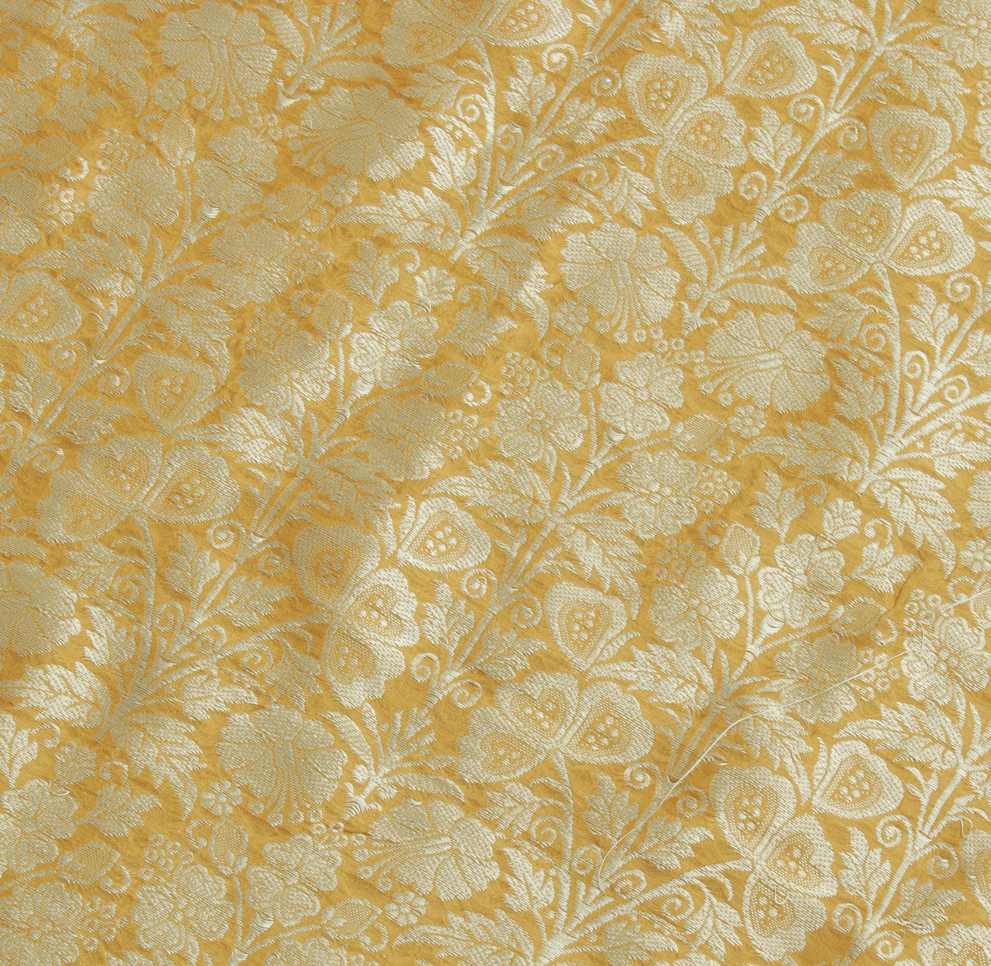 Sushila Vintage Mustard Saree 100% Pure Silk Printed & Woven Soft Craft Fabric