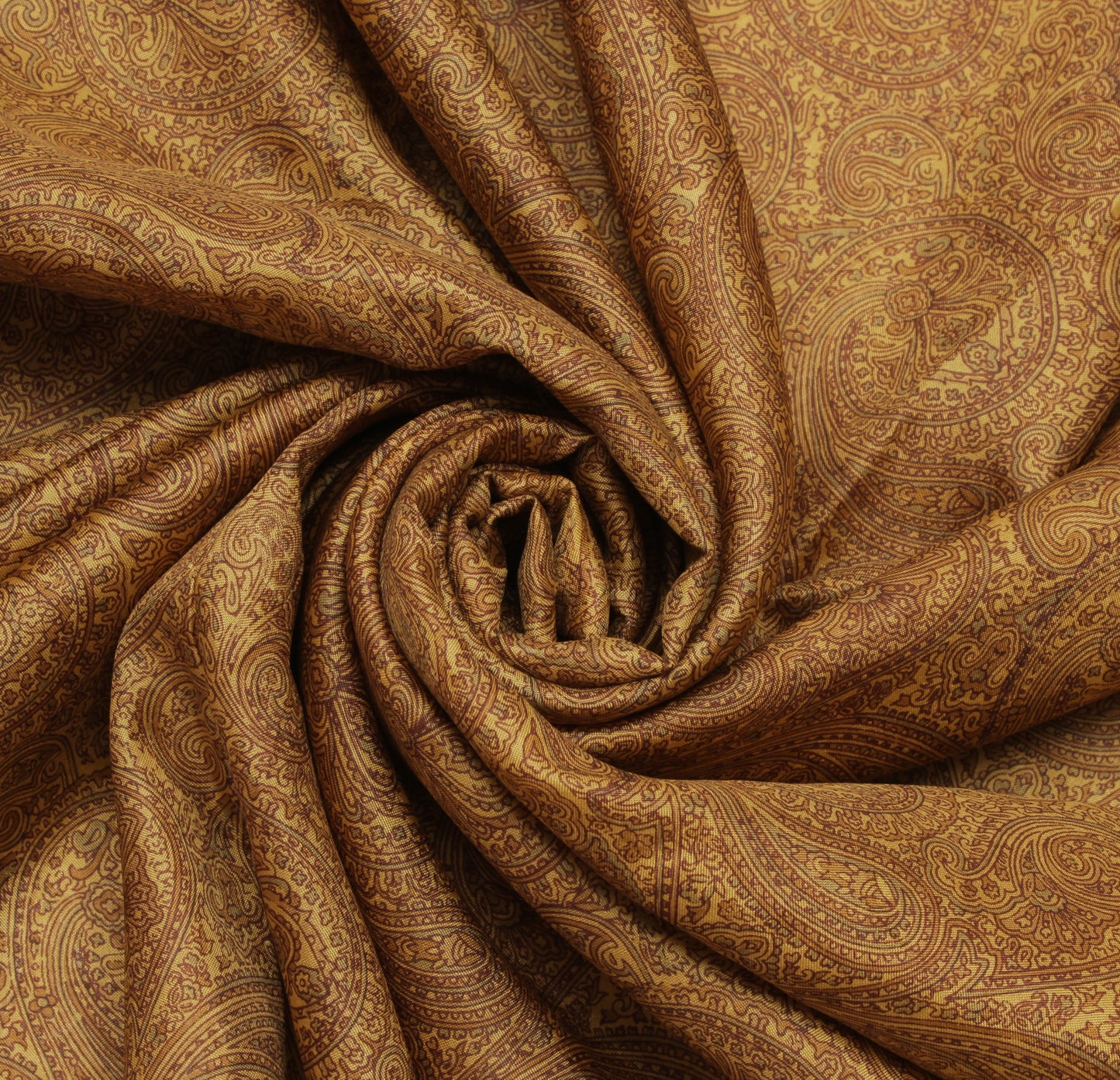 Sushila Vintage Mustard Saree 100% Pure Silk Printed & Woven Soft Craft Fabric