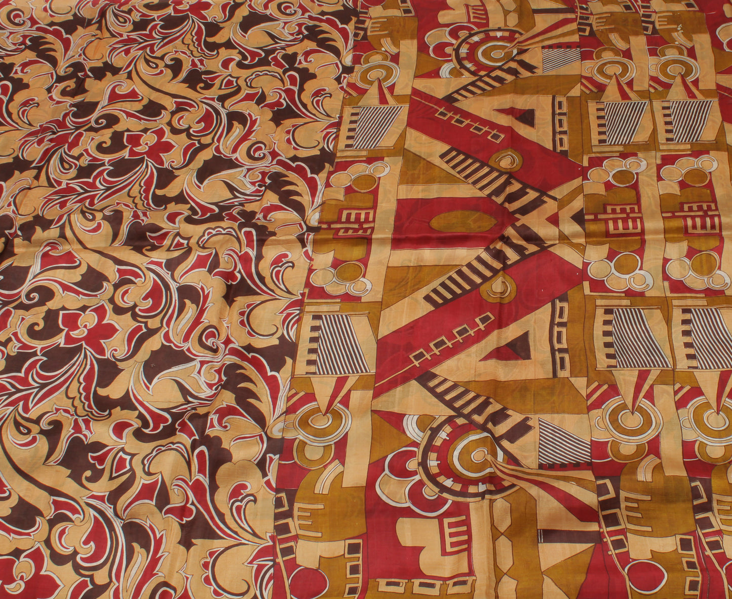 Sushila Vintage Light Brown Saree 100% Pure Silk Printed Soft Craft Sari Fabric