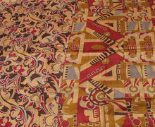 Sushila Vintage Light Brown Saree 100% Pure Silk Printed Soft Craft Sari Fabric