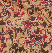 Sushila Vintage Light Brown Saree 100% Pure Silk Printed Soft Craft Sari Fabric