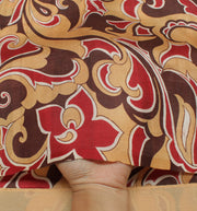 Sushila Vintage Light Brown Saree 100% Pure Silk Printed Soft Craft Sari Fabric