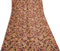 Sushila Vintage Light Brown Saree 100% Pure Silk Printed Soft Craft Sari Fabric