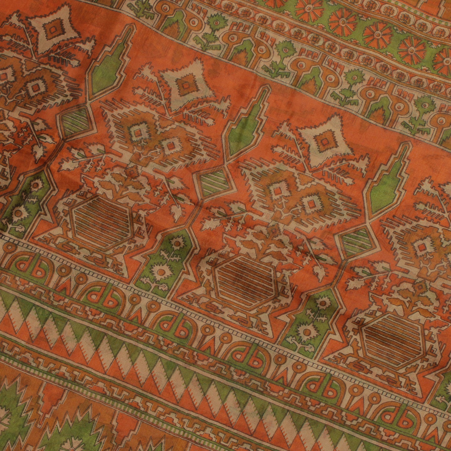 Sushila Vintage Brown Indian Saree 100% Pure Silk Printed Soft Craft Sari Fabric