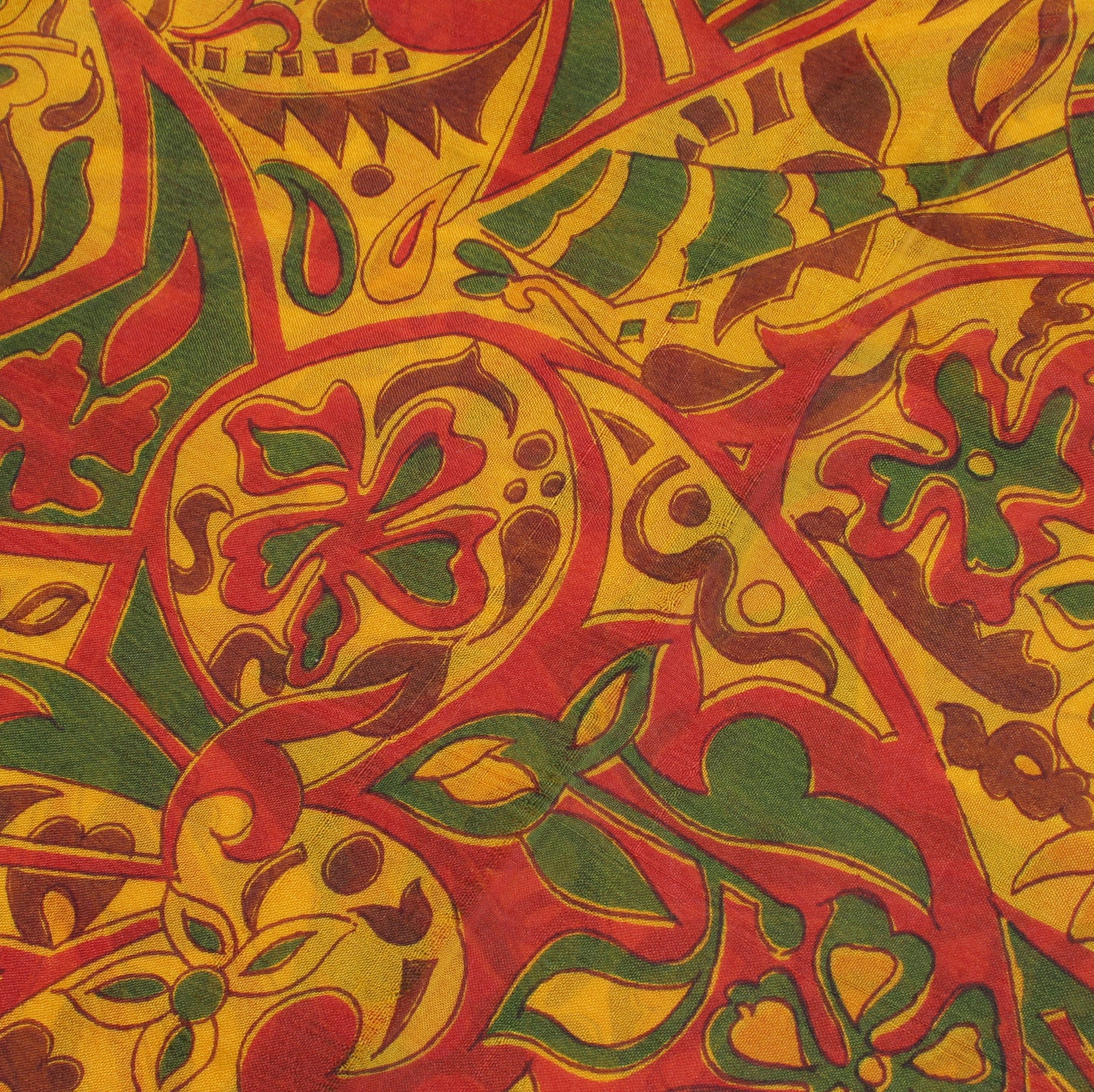 Sushila Vintage Yellow Saree 100% Pure Silk Printed Soft Craft 5 Yard Fabric