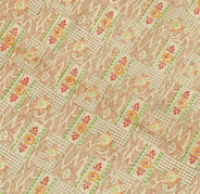 Sushila Vintage Cream Indian Saree 100% Pure Silk Printed Soft Craft 5 YD Fabric