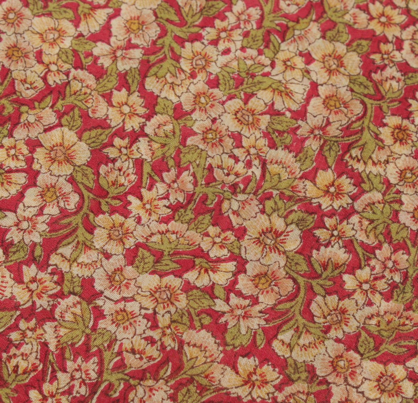 Sushila Vintage Indian Saree 100% Pure Silk Printed Floral Soft Craft Fabric