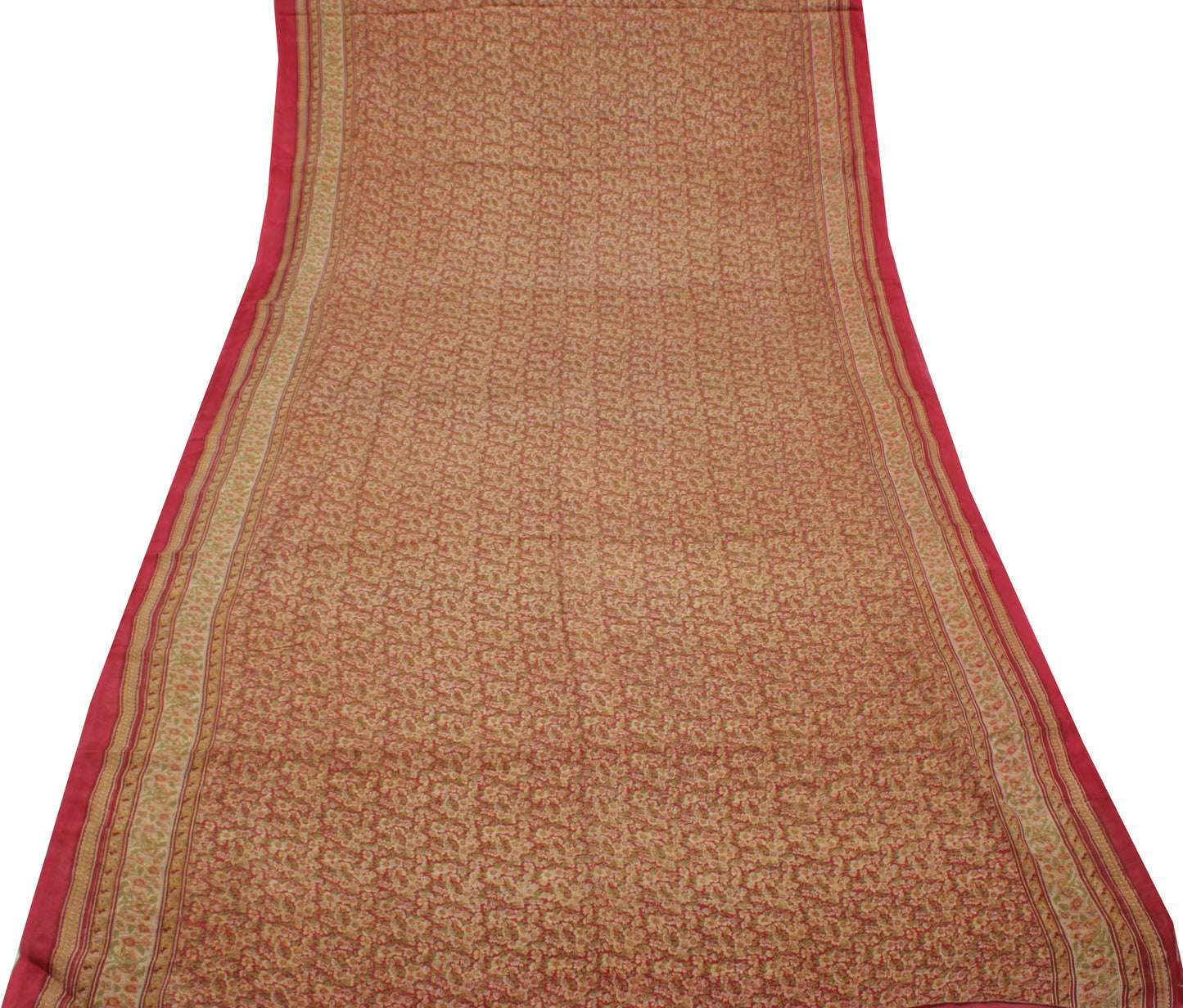 Sushila Vintage Indian Saree 100% Pure Silk Printed Floral Soft Craft Fabric