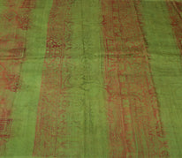 Sushila Vintage Green Saree 100% Pure Silk Printed Floral Soft Craft Fabric