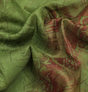 Sushila Vintage Green Saree 100% Pure Silk Printed Floral Soft Craft Fabric