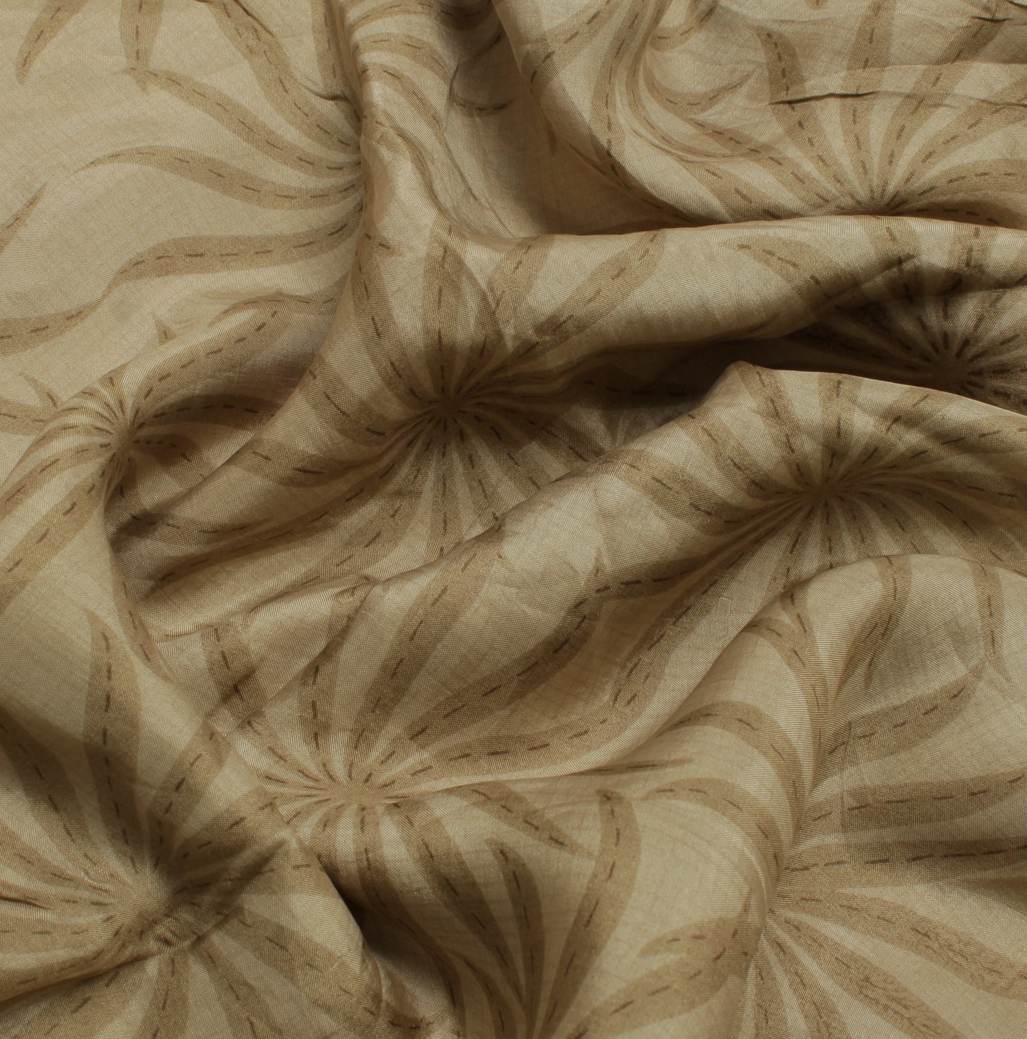 Sushila Vintage Brown Saree 100% Pure Silk Printed Floral Soft Craft Fabric