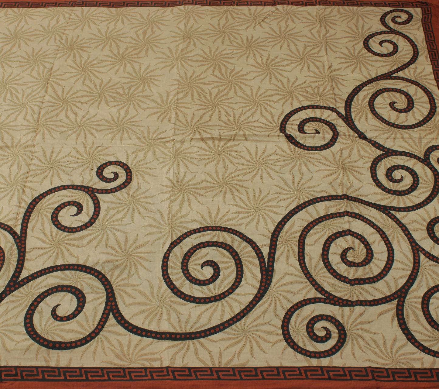 Sushila Vintage Brown Saree 100% Pure Silk Printed Floral Soft Craft Fabric