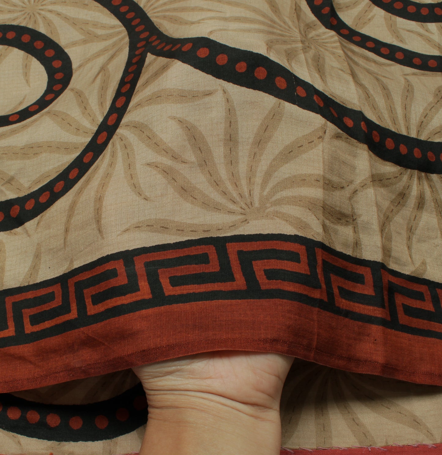 Sushila Vintage Brown Saree 100% Pure Silk Printed Floral Soft Craft Fabric
