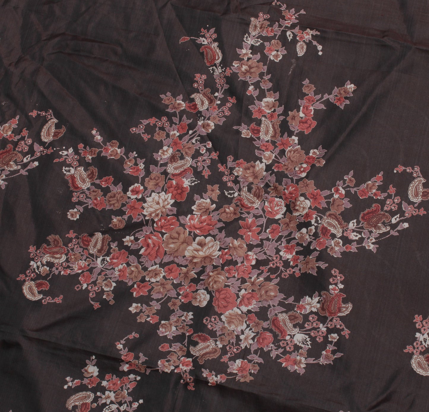 Sushila Vintage Brown Indian Saree 100% Pure Silk Printed  Soft Craft Fabric
