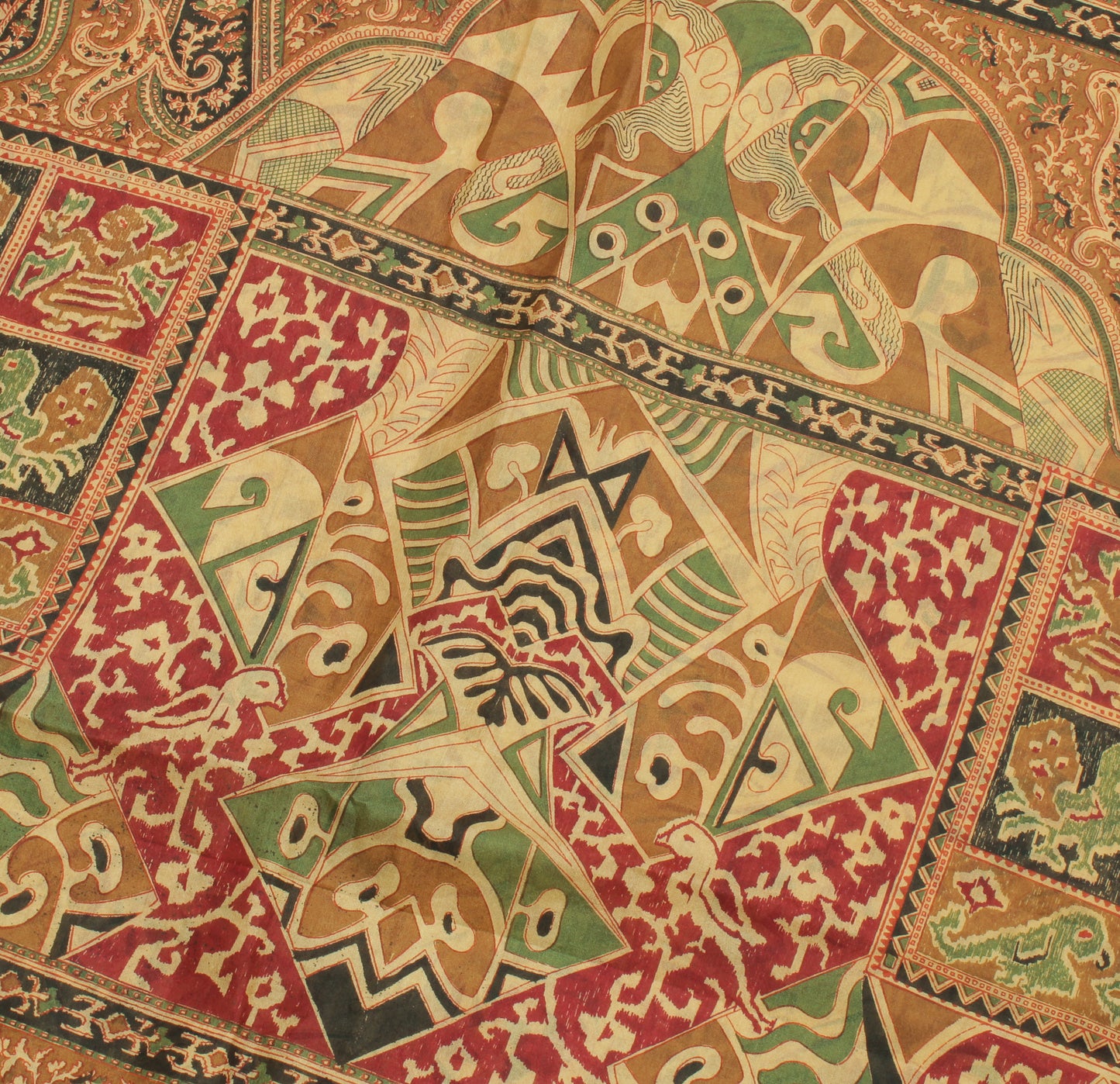 Sushila Vintage Cream Saree 100% Pure Silk Printed Human Soft Craft Fabric