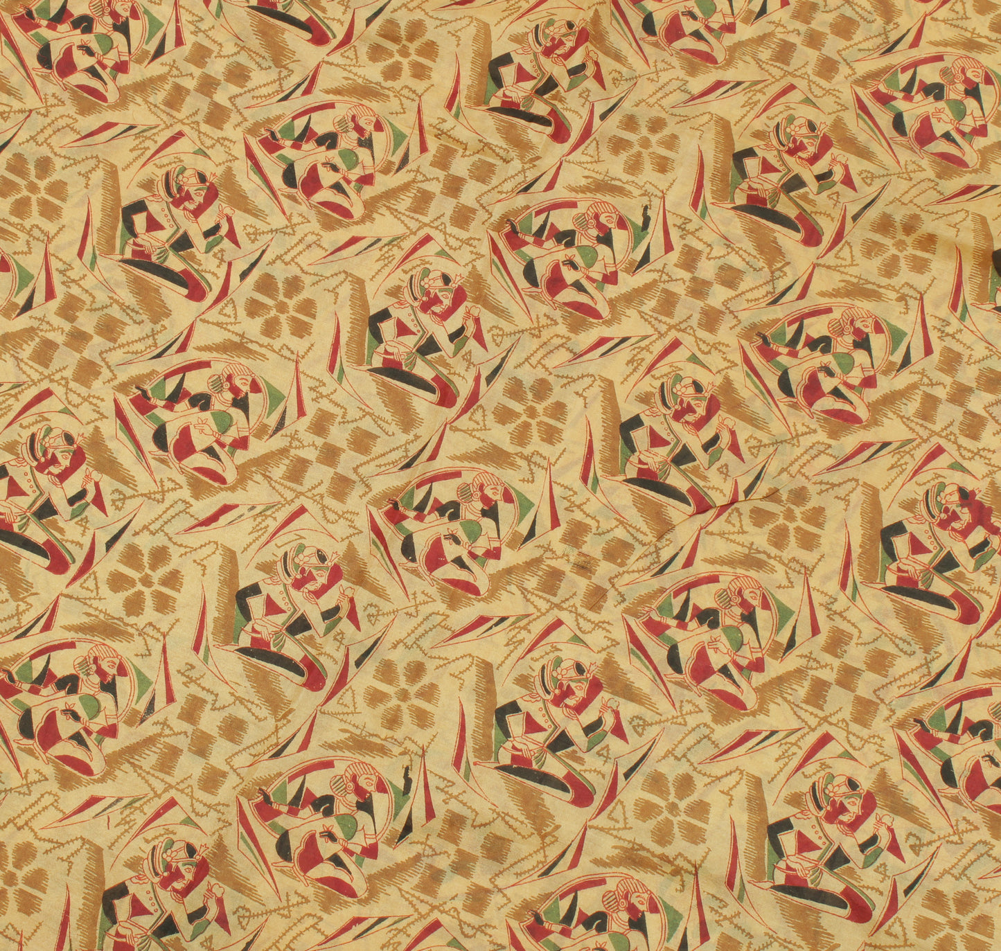 Sushila Vintage Cream Saree 100% Pure Silk Printed Human Soft Craft Fabric