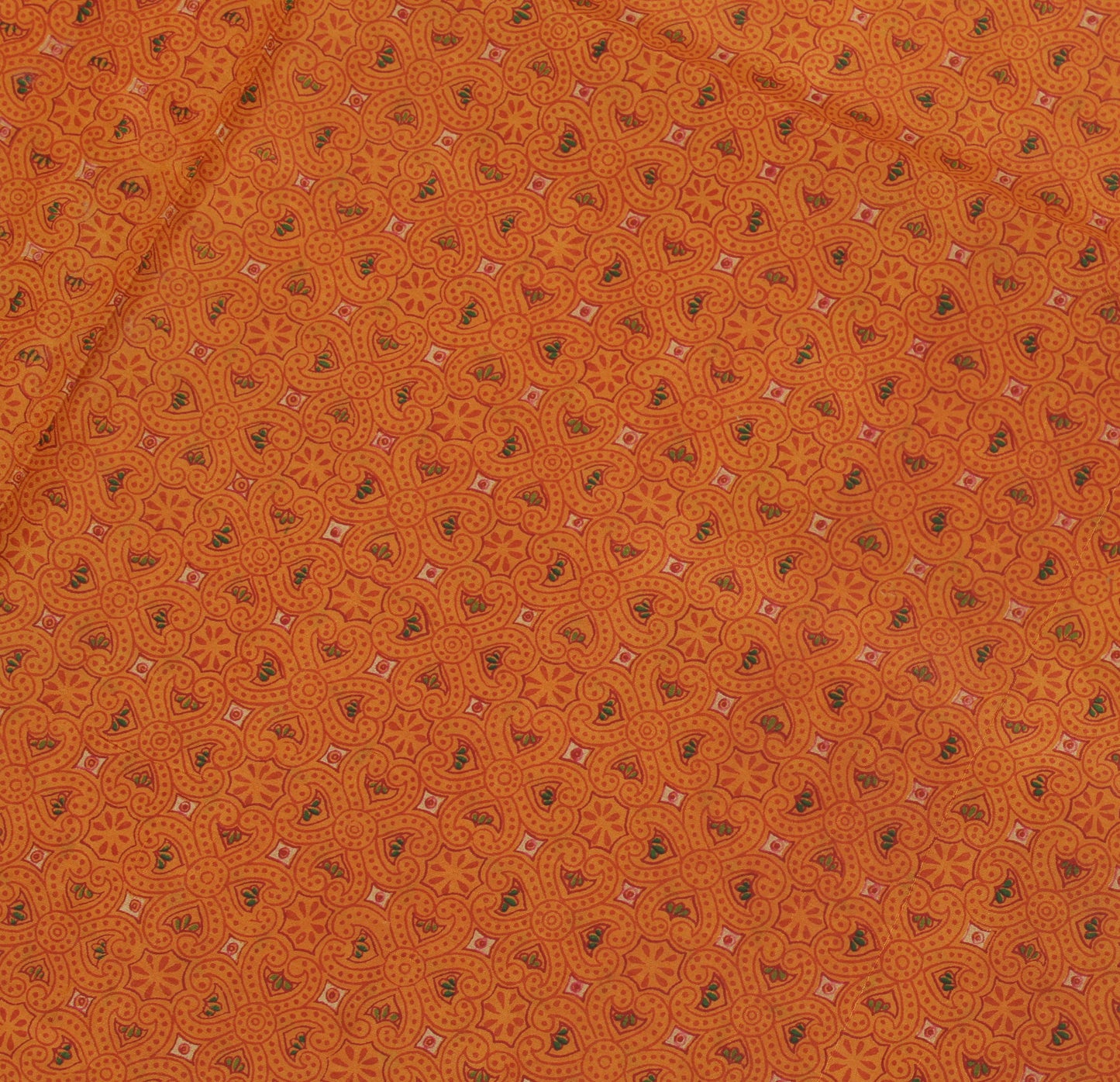 Sushila Vintage Rust Indian Saree 100% Pure Silk Printed  Soft Craft Fabric