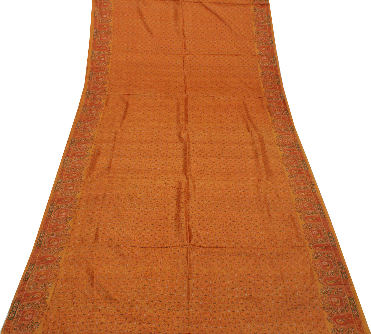 Sushila Vintage Rust Indian Saree 100% Pure Silk Printed  Soft Craft Fabric