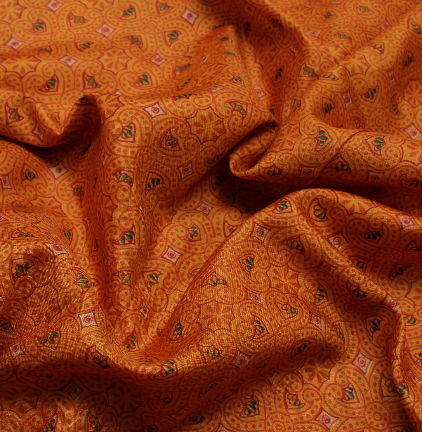 Sushila Vintage Rust Indian Saree 100% Pure Silk Printed  Soft Craft Fabric
