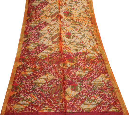 Sushila Vintage Multi-Color Saree Pure Silk Printed Floral Soft Craft Fabric