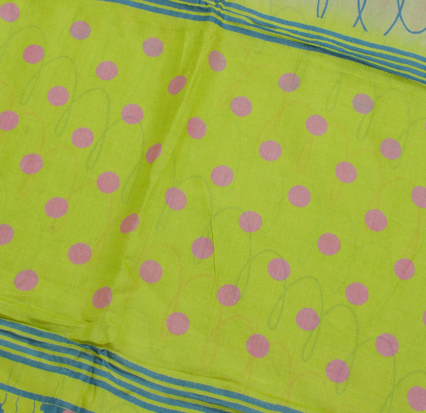 Sushila Vintage Green Indian Saree 100% Pure Silk Printed Soft Craft Sari Fabric