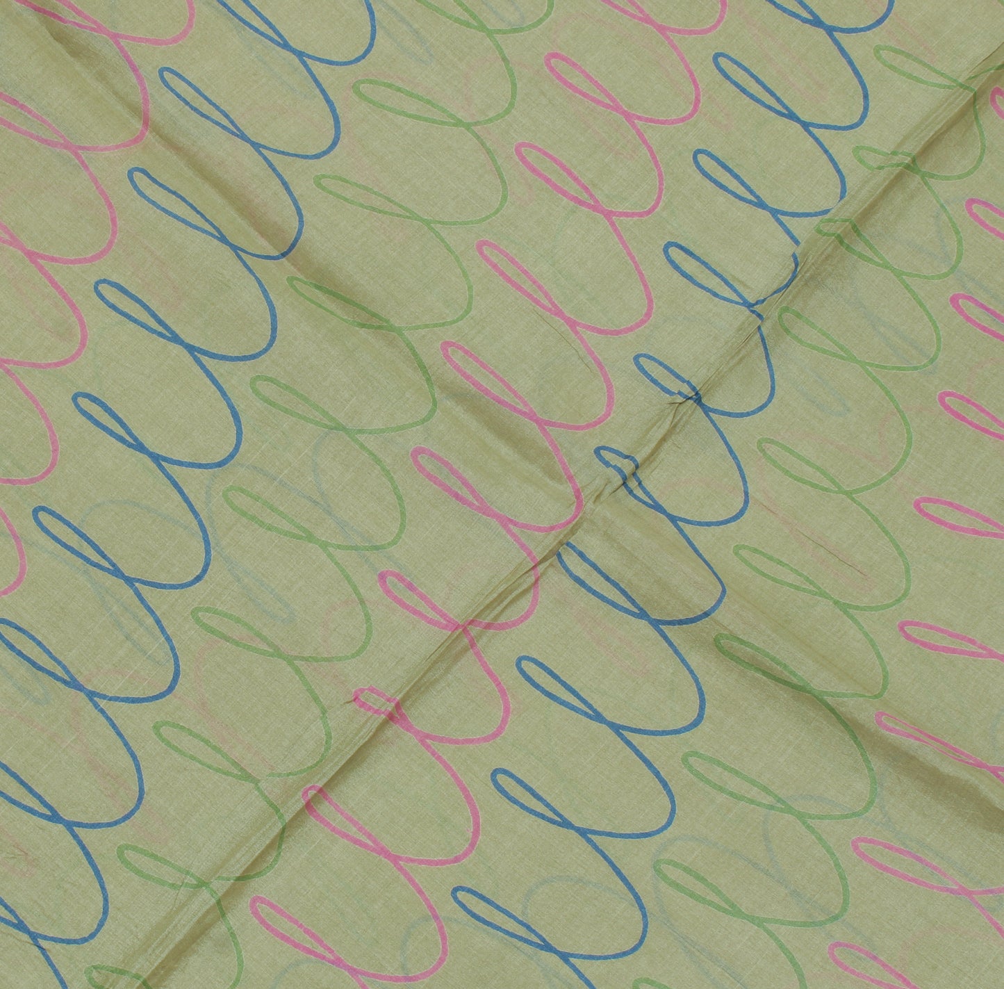 Sushila Vintage Green Indian Saree 100% Pure Silk Printed Soft Craft Sari Fabric