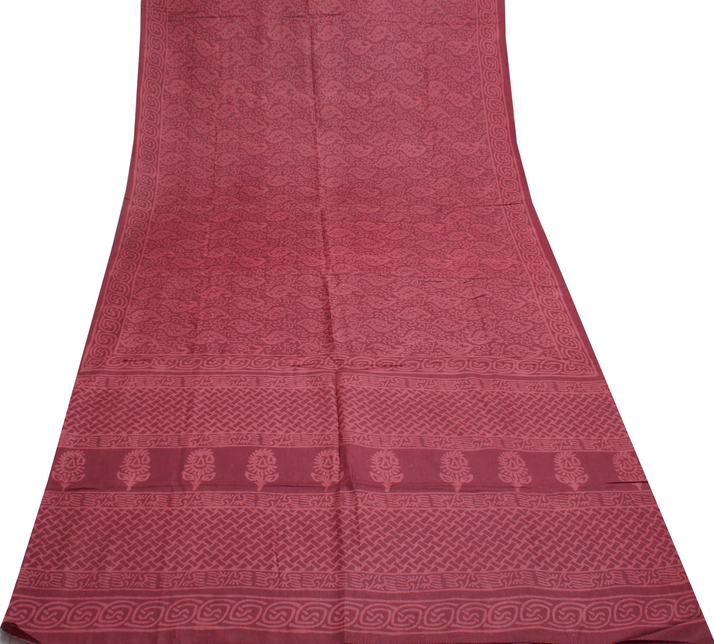 Sushila Vintage Indian Saree 100% Pure Silk Printed Paisley Soft Craft Fabric
