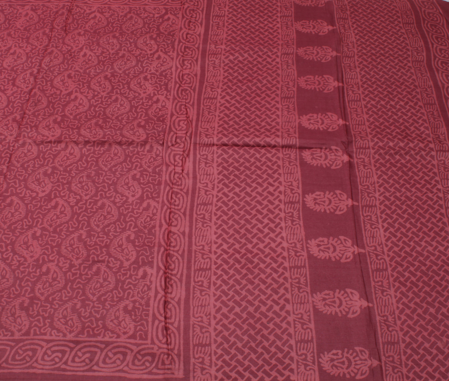 Sushila Vintage Indian Saree 100% Pure Silk Printed Paisley Soft Craft Fabric