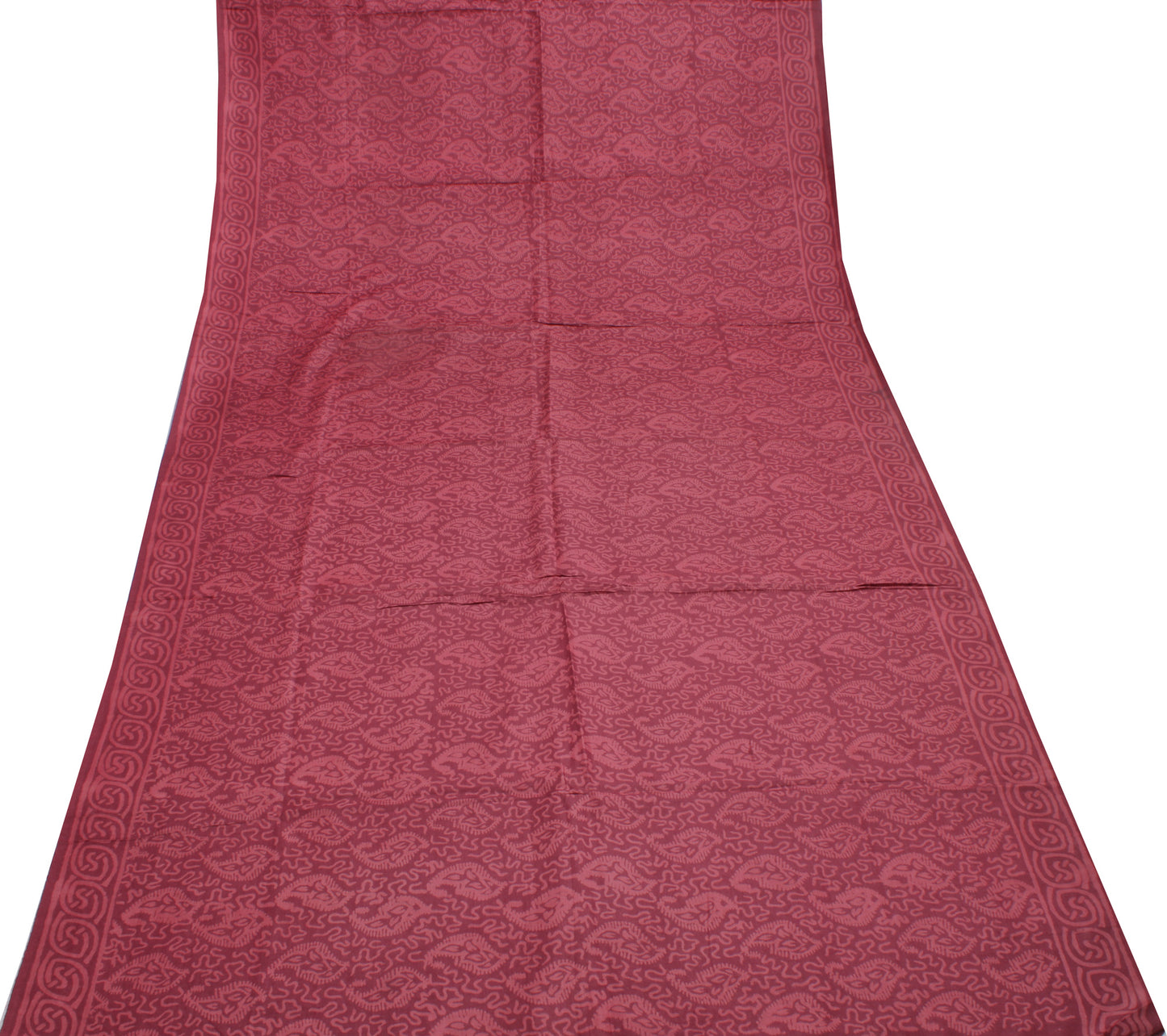 Sushila Vintage Indian Saree 100% Pure Silk Printed Paisley Soft Craft Fabric
