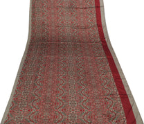 Sushila Vintage Maroon Indian Saree Blend Silk Printed Floral Soft Craft Fabric