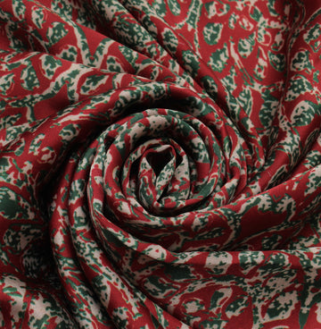 Sushila Vintage Maroon Indian Saree Blend Silk Printed Floral Soft Craft Fabric