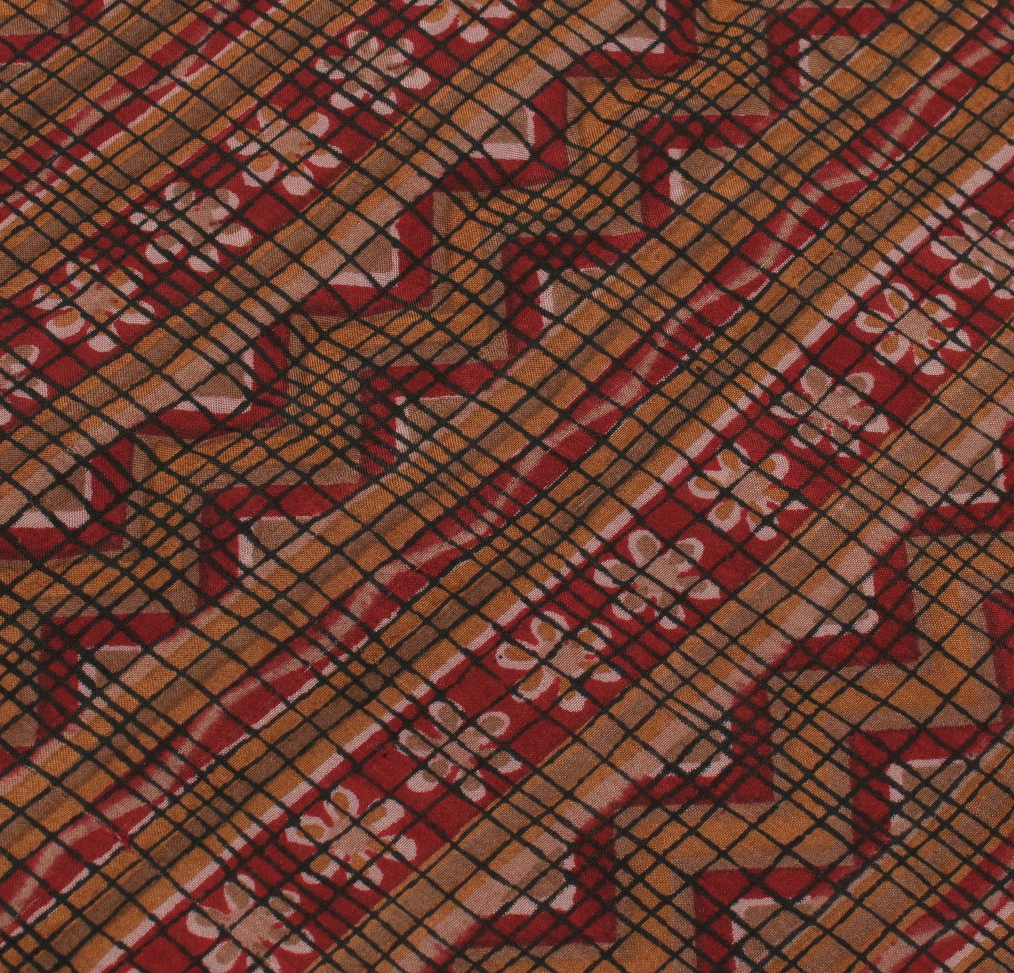 Sushila Vintage Indian Saree 100% Pure Silk Printed Zig-Zag  Soft Craft Fabric