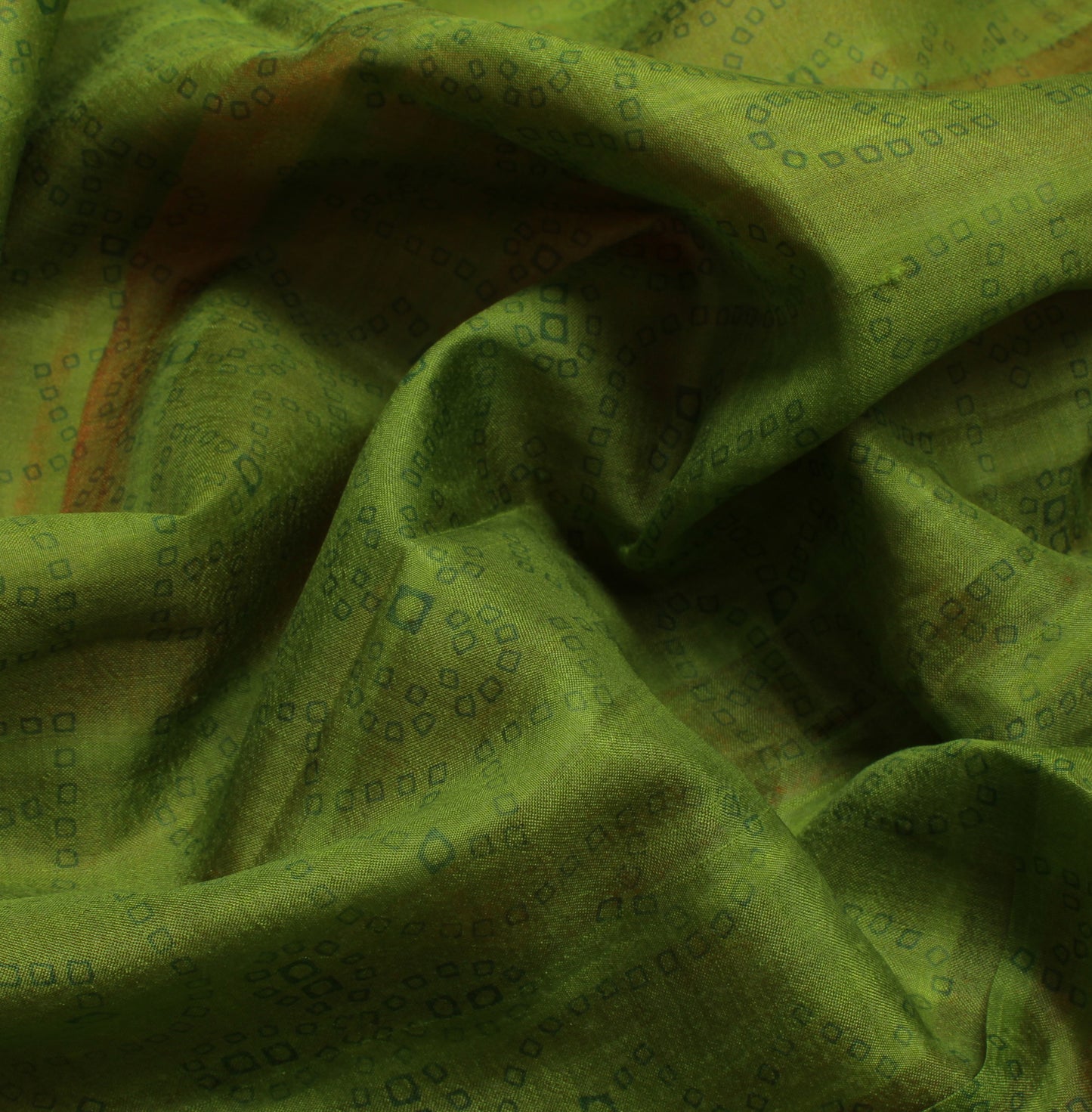 Sushila Vintage Green Saree 100% Pure Silk Bandhani Printed Soft Craft Fabric