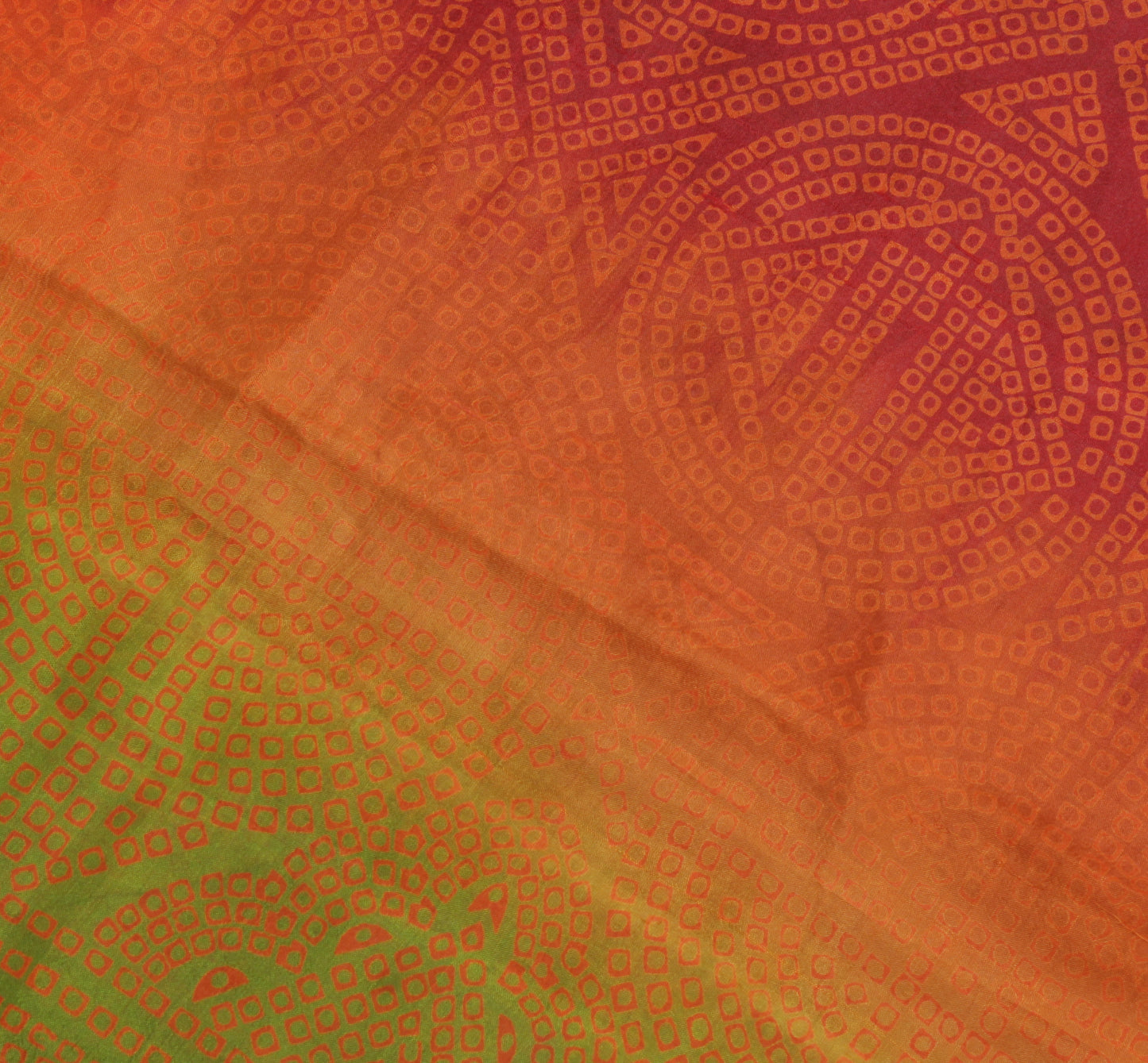 Sushila Vintage Green Saree 100% Pure Silk Bandhani Printed Soft Craft Fabric