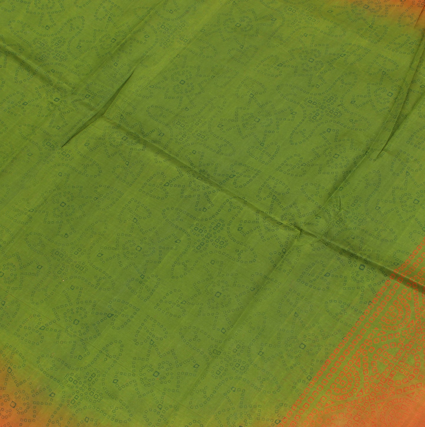 Sushila Vintage Green Saree 100% Pure Silk Bandhani Printed Soft Craft Fabric