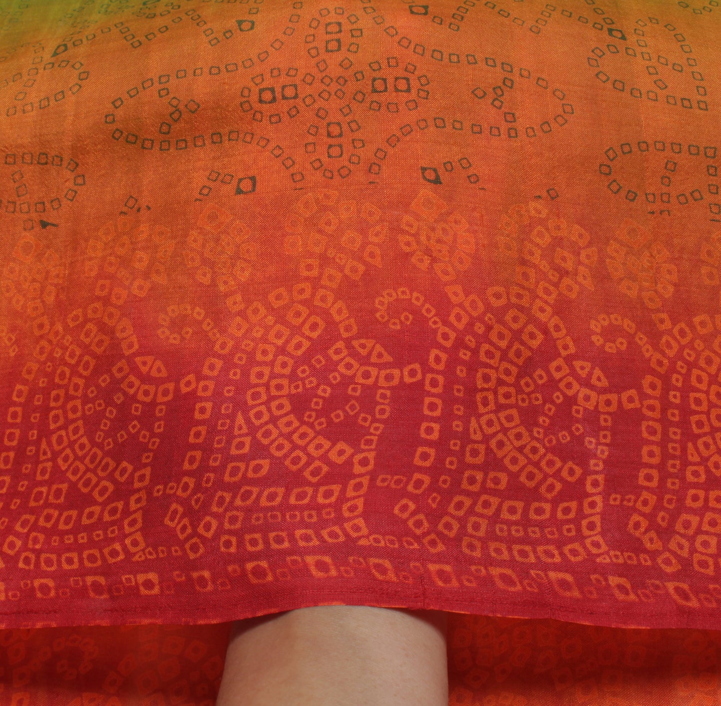 Sushila Vintage Green Saree 100% Pure Silk Bandhani Printed Soft Craft Fabric