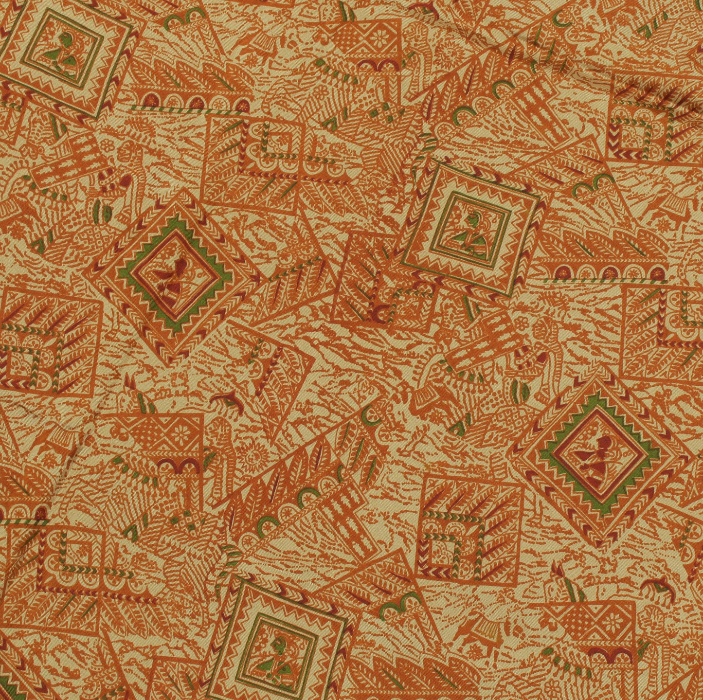 Sushila Vintage Cream Indian Saree 100% Pure Silk Printed Soft Craft Fabric