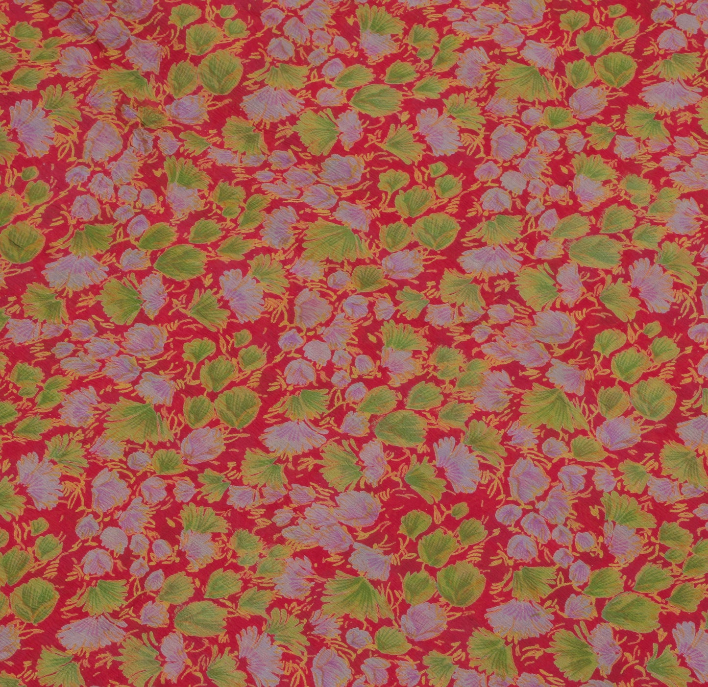 Sushila Vintage Pink Saree 100% Pure Chiffon Printed Floral Soft Craft Fabric