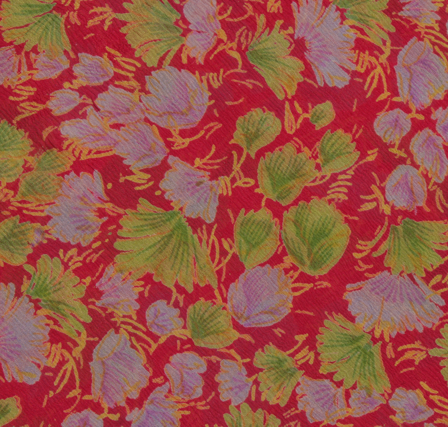 Sushila Vintage Pink Saree 100% Pure Chiffon Printed Floral Soft Craft Fabric