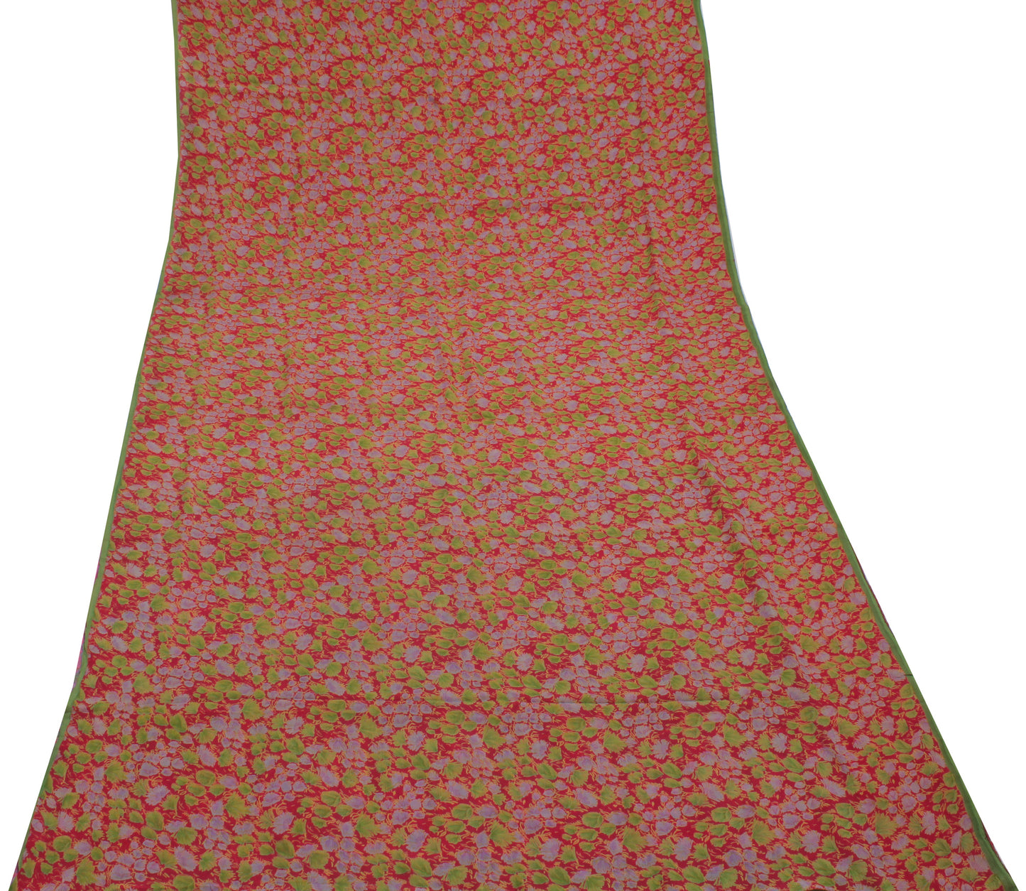 Sushila Vintage Pink Saree 100% Pure Chiffon Printed Floral Soft Craft Fabric